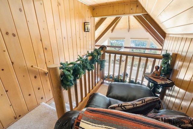 sunroom / solarium with wooden ceiling and lofted ceiling with beams