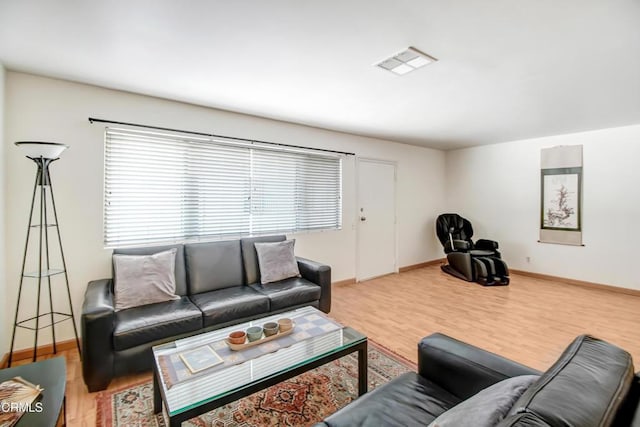 living room with wood-type flooring