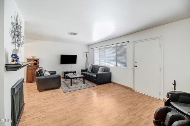 living room featuring light hardwood / wood-style flooring