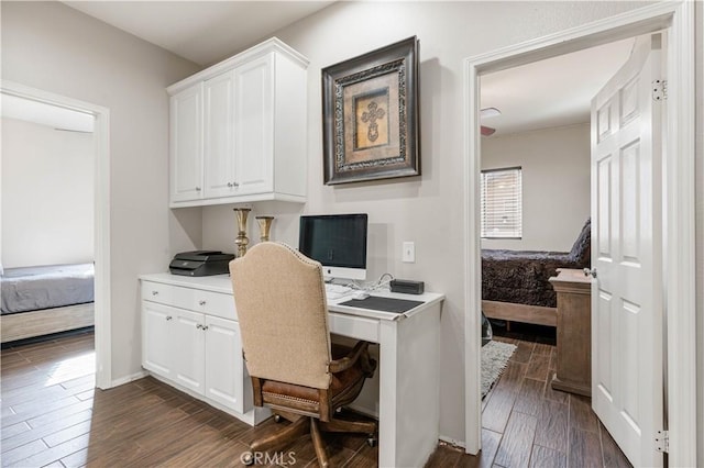 office area featuring dark hardwood / wood-style floors