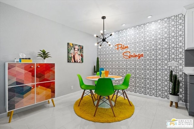 dining area with a chandelier