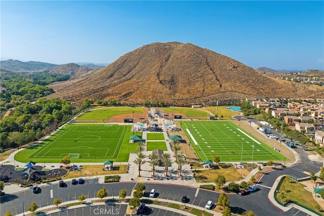 bird's eye view with a mountain view