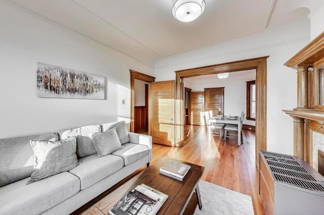 living room with wood-type flooring