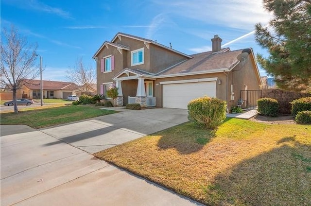 view of front facade featuring a garage and a front yard