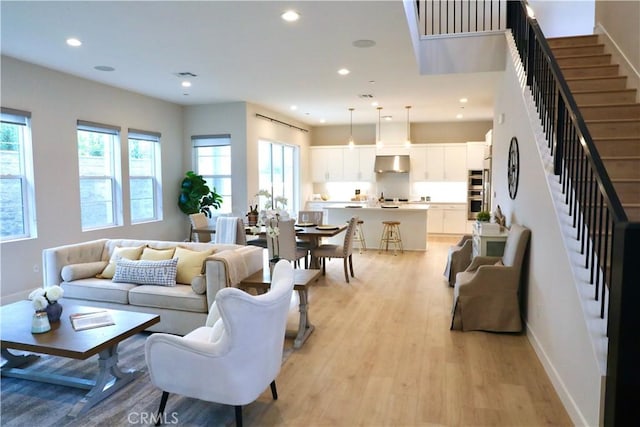 living room featuring light hardwood / wood-style floors