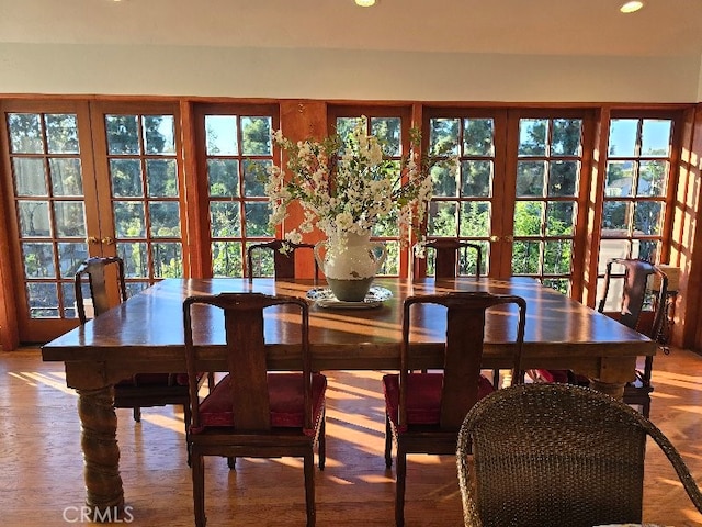 dining space with french doors and plenty of natural light