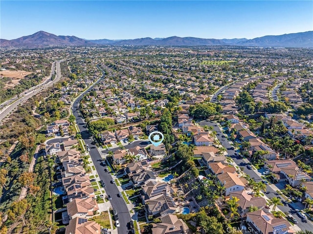 aerial view with a mountain view