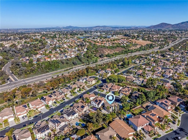 aerial view with a mountain view