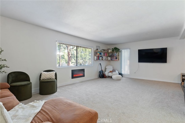 living room with light colored carpet