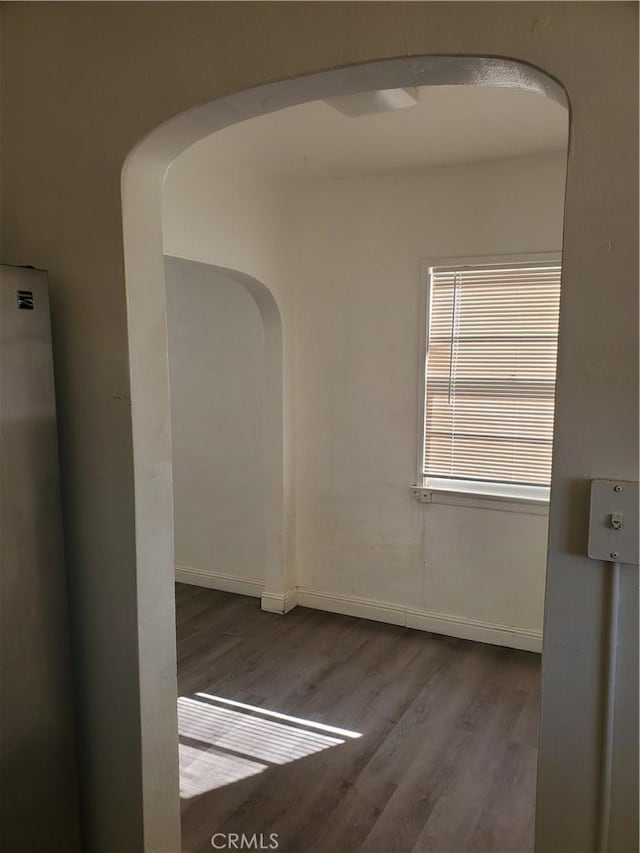 empty room with light hardwood / wood-style floors