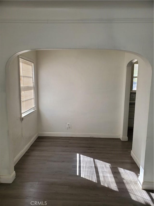 empty room featuring dark hardwood / wood-style flooring and a wealth of natural light