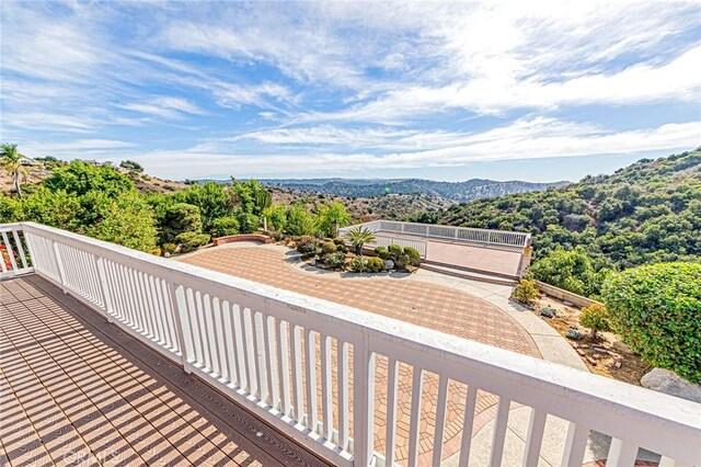 deck with a mountain view