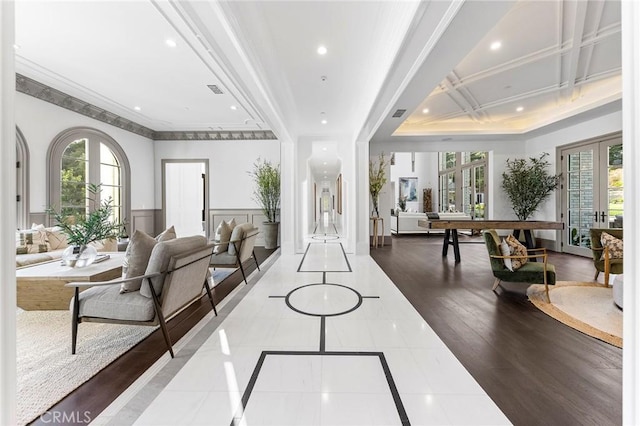 188 Deodar Ln, Bradbury, CA 91008 - community lobby with ornamental molding, recessed lighting, and a wainscoted wall