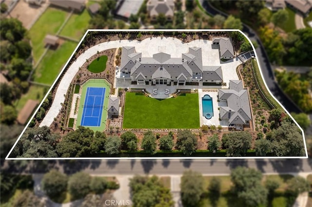 188 Deodar Ln, Bradbury, CA 91008 - aerial overview of property's location with a pool area and property parcel outlined