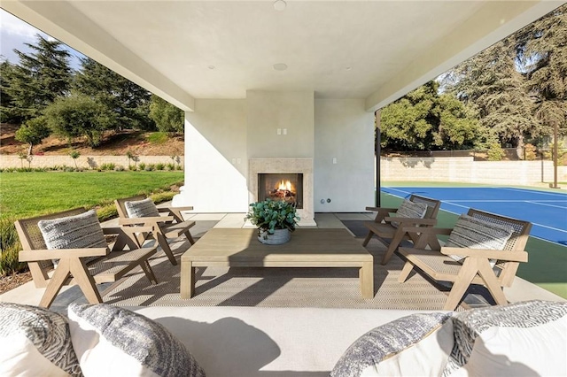 188 Deodar Ln, Bradbury, CA 91008 - view of patio / terrace featuring a warm lit fireplace