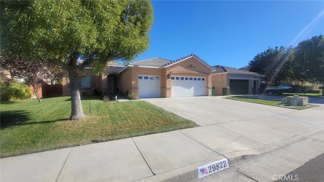 29822 Cool Meadow Dr, Menifee, CA 92584 - single story home with an attached garage, stucco siding, driveway, and a front lawn