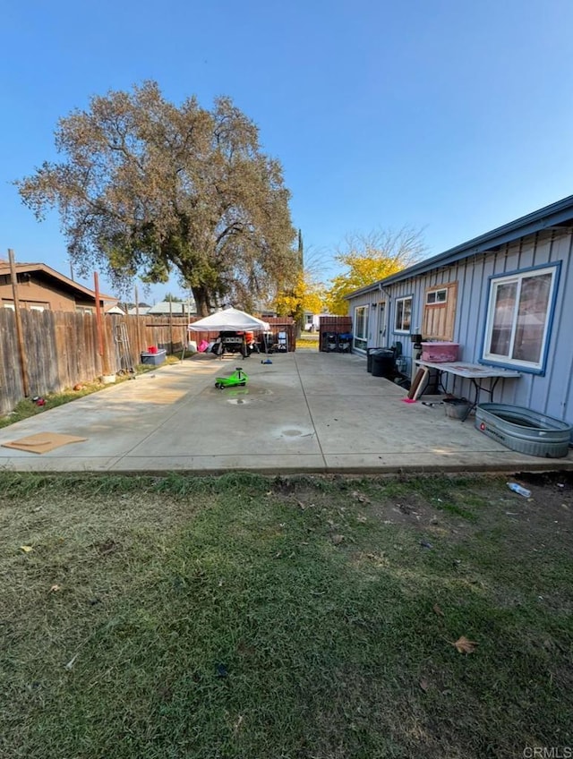 view of yard featuring a gazebo and a patio