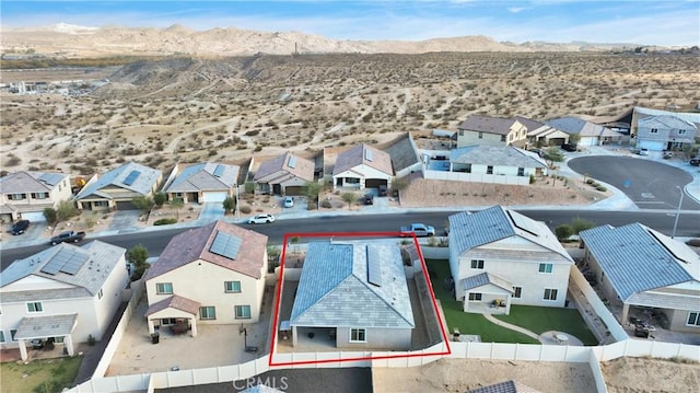 aerial view with a mountain view