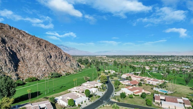 drone / aerial view with a mountain view