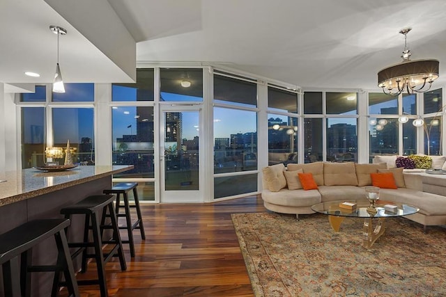 interior space featuring an inviting chandelier