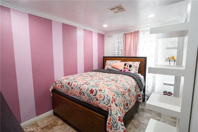 bedroom featuring ornamental molding