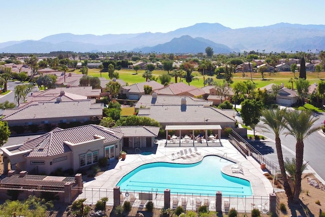 aerial view with a mountain view