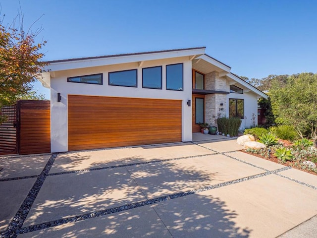 contemporary house featuring a garage