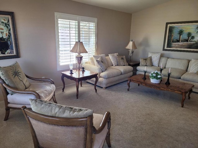 living room with carpet flooring