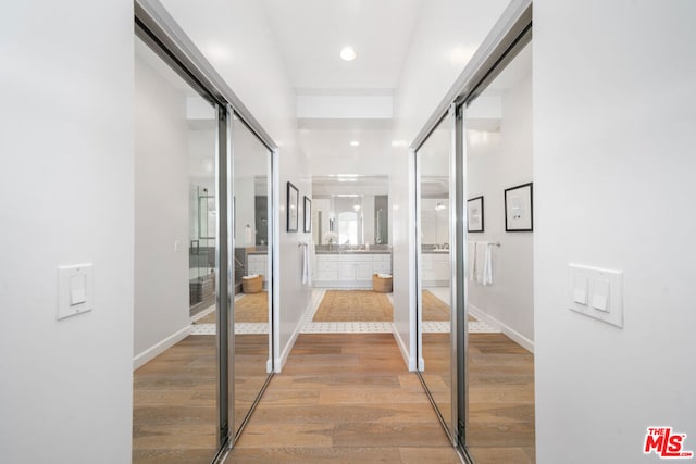 hall featuring light wood-type flooring