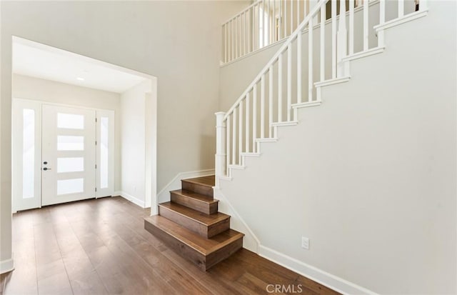 11722 Canoga Dr, Chatsworth, CA 91311 - entrance foyer featuring stairway and wood finished floors