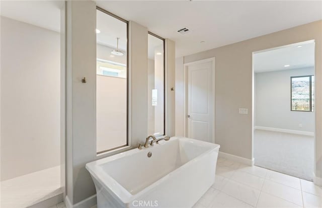 bathroom with shower with separate bathtub