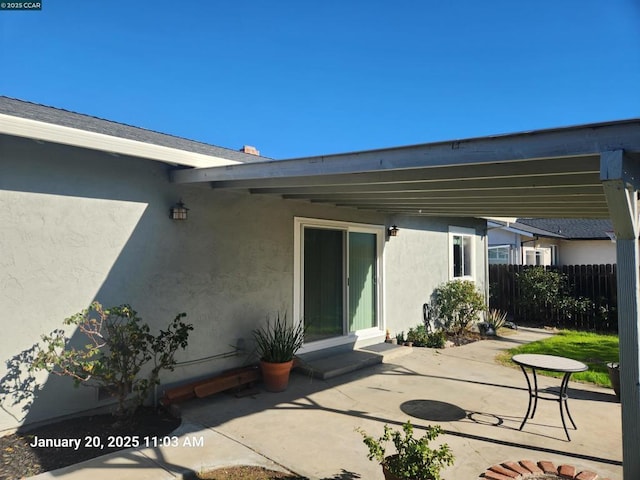 exterior space with a patio