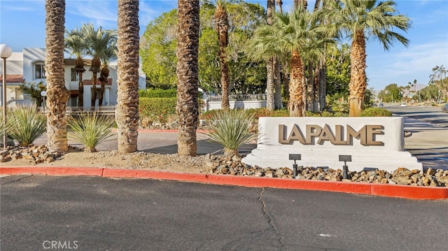 view of community sign