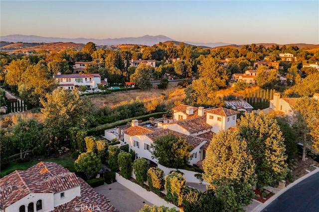 view of aerial view at dusk