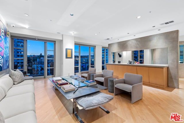 living room featuring light hardwood / wood-style floors