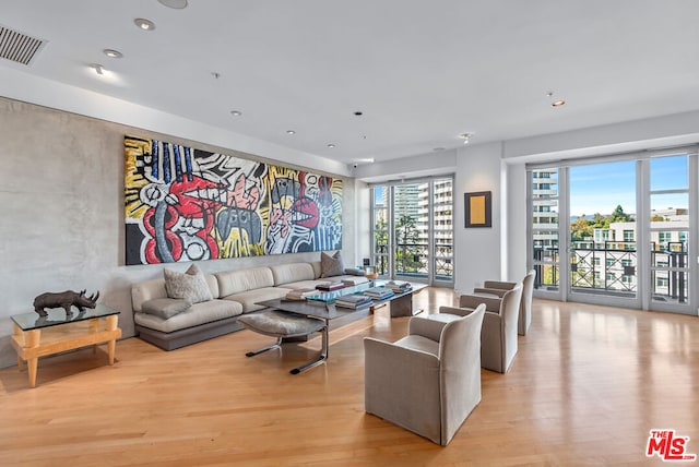 living room featuring light hardwood / wood-style floors