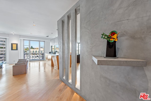 corridor featuring light hardwood / wood-style floors