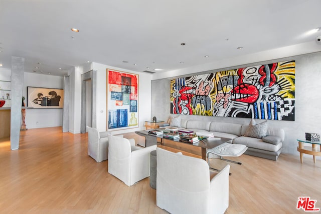 living room with light wood-type flooring