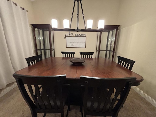 view of carpeted dining room