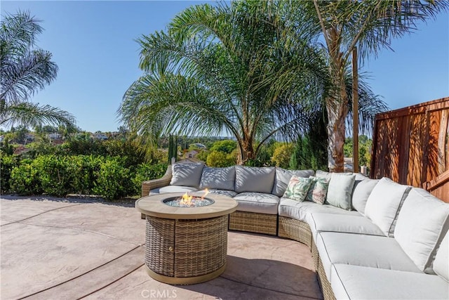 view of patio with an outdoor fire pit