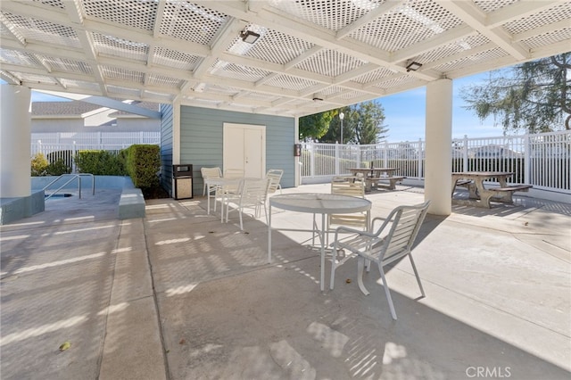 view of patio / terrace featuring a pergola