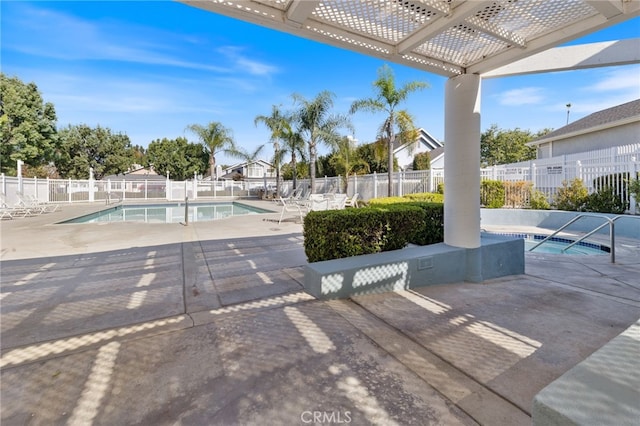 view of pool featuring a pergola and a patio area