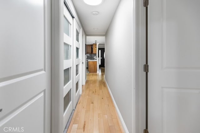 hallway featuring light wood-type flooring