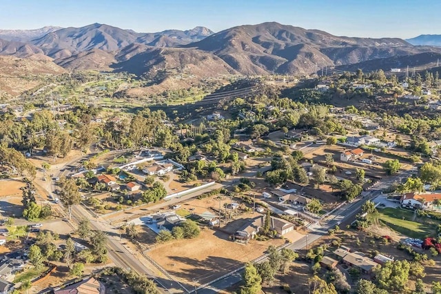 drone / aerial view featuring a mountain view