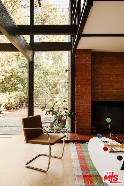 interior space with a fireplace