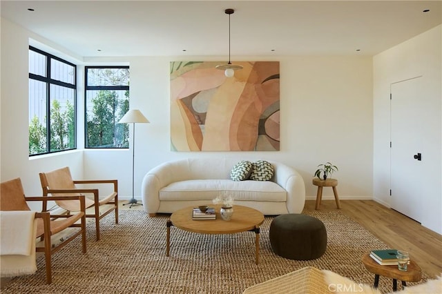 living area featuring hardwood / wood-style flooring