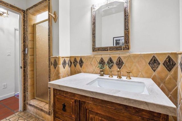 bathroom with vanity and tile patterned floors