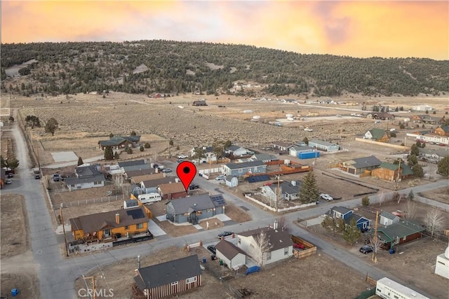 view of aerial view at dusk