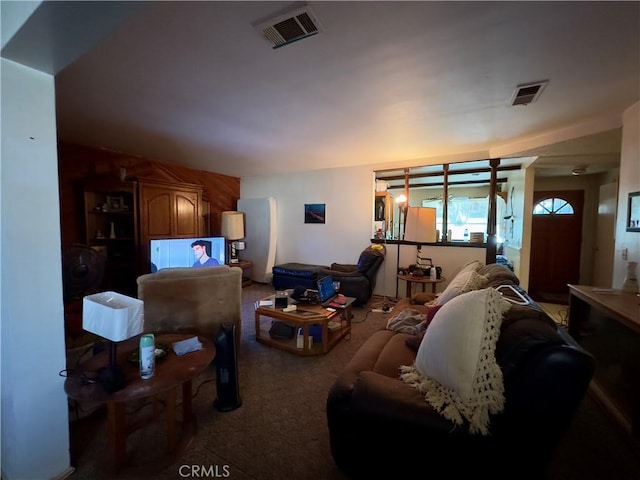 living room featuring carpet floors