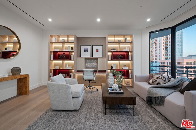 living room with hardwood / wood-style flooring